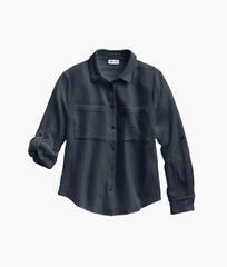 The Going Places Gauze Button-Down Camp Shirt - Midnight**