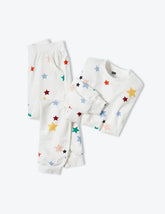 The Kids’ Softest French Terry Set - Scatter Stars in White Sand