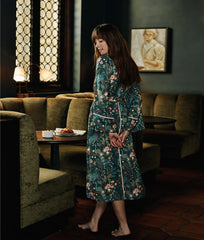 The Cloud 9 Silky Midi Robe - Emerald Peacock
