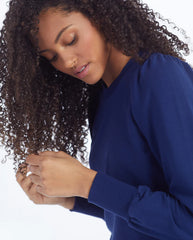 The Softest French Terry Puff Sleeve Pullover - Baltic