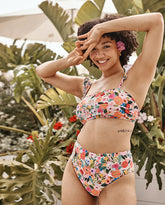 The Ruffle High Leg High Rise Bikini Bottom - Garden Party