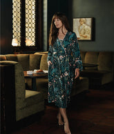 The Cloud 9 Silky Midi Robe - Emerald Peacock