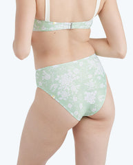 The Limited-Edition High Leg Mid Rise Bikini Bottom - Vintage Floral in Ivy
