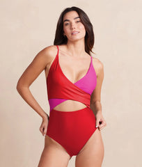 The Sea Breeze Cutout One-Piece - Lava & Hibiscus