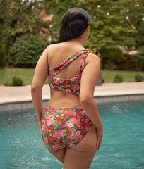 The Ruched High Leg High Rise Bottom - Garden Party in Rust
